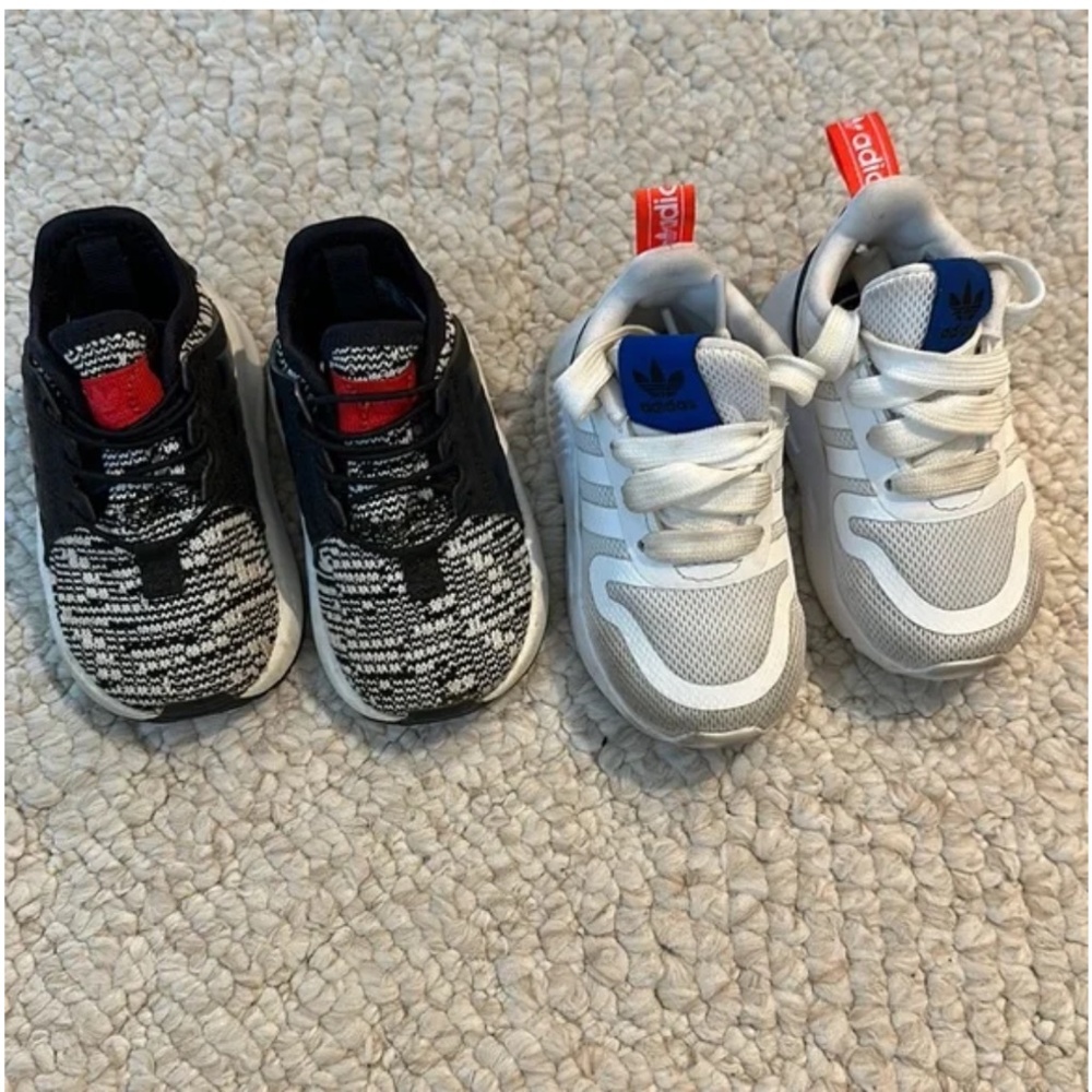 Two pairs adidas gym shoes for toddler boy